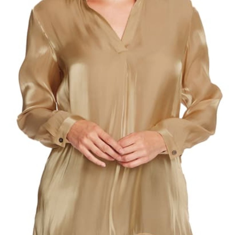 VINCE CAMUTO GOLD ORGANZA BLOUSE NWT
